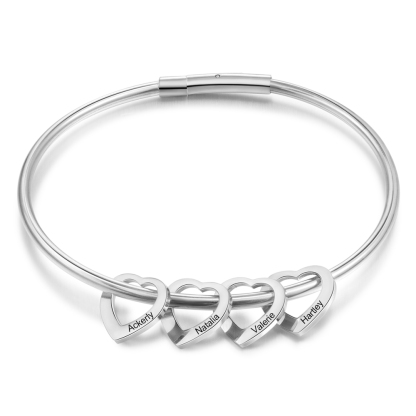 Bracelet 2-6 Prénoms Personnalisés Avec 3 Pendentifs Coeur Bracelet Coeur Avec Coffret｜Jessemade