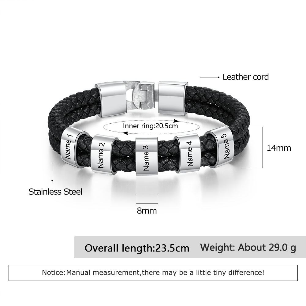 Coffret Cadeau 2PCS Portefeuille classique Bracelet 5 Prénoms Personnalisé avec Photo Coffret Cadeau pour Homme | Jessemade