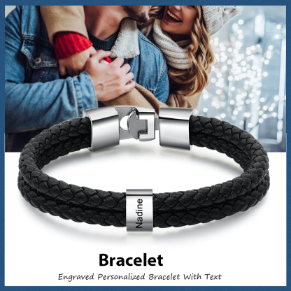 À mon Papa - Bracelet en Cuir et Acier personnalisé avec 1 Prénom | Jessemade