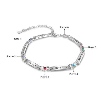 Bracelet infini Bracelet Pierre De Naissance avec 1-5 Prénoms Personnalisé pour Femme｜Jessemade