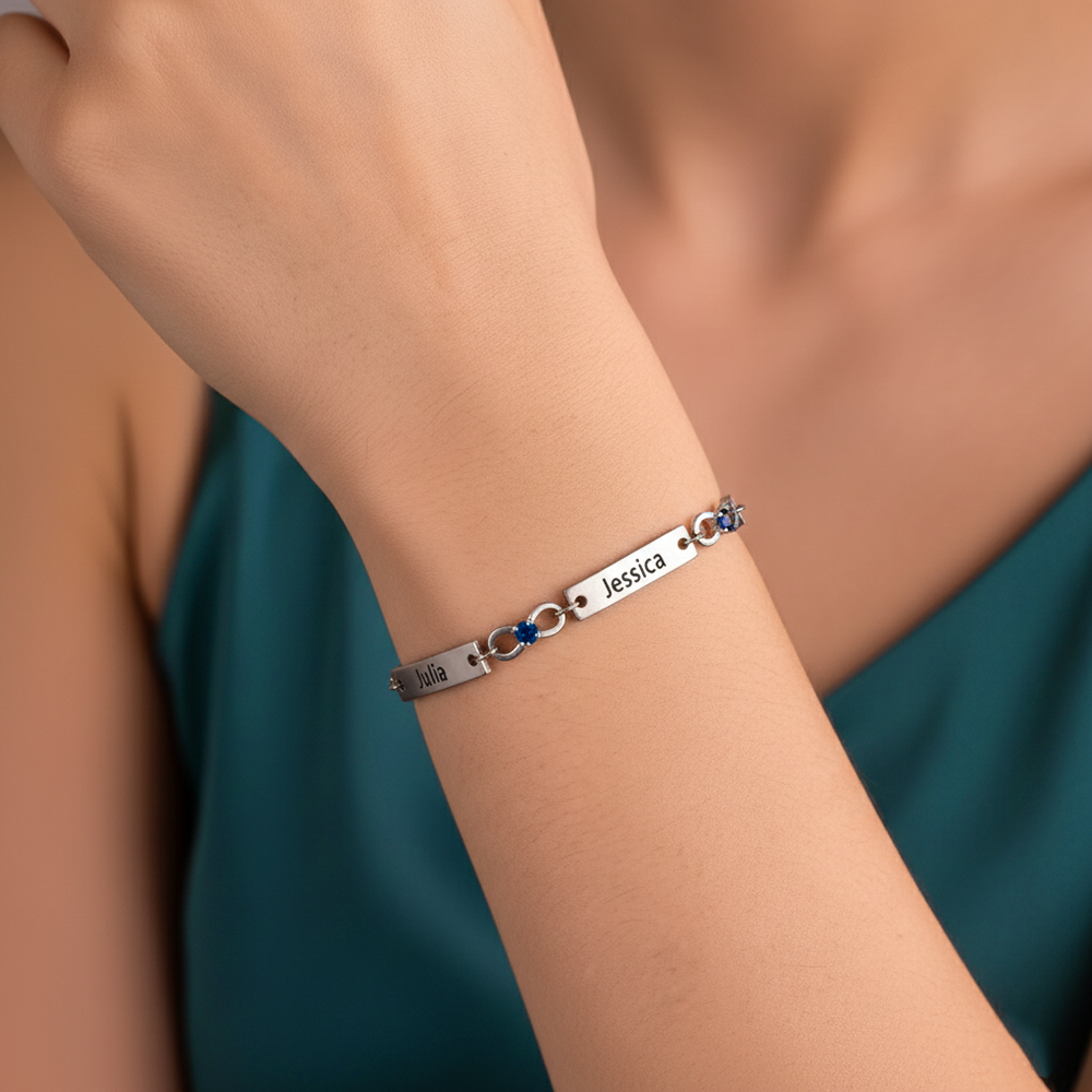 Bracelet infini Bracelet Pierre De Naissance avec 1-6 Prénoms Personnalisé｜Jessemade