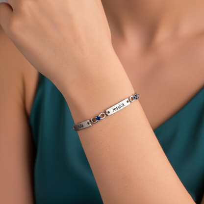 Bracelet infini Bracelet Pierre De Naissance avec 1-6 Prénoms Personnalisé｜Jessemade