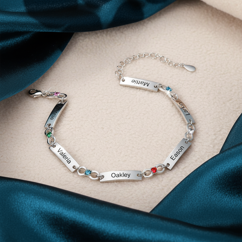 Bracelet infini Bracelet Pierre De Naissance avec 1-6 Prénoms Personnalisé｜Jessemade