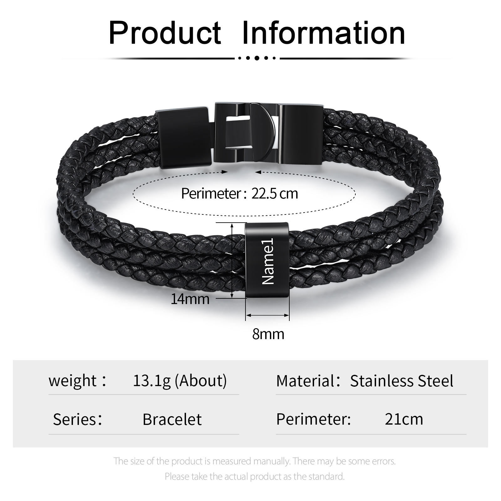 2PCS Bracelet Homme et Collier 1 Prénom Personnalisé avec 1 Pierre de naissance Collier Bracelet Personnalisé | Jessemade