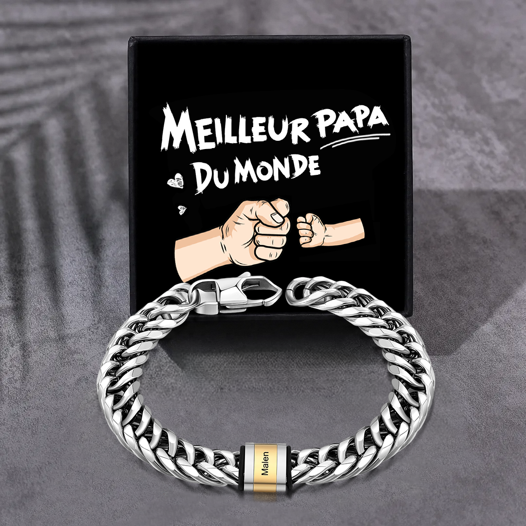 À mon Papa - Bracelet personnalisé en Acier inoxydable avec 1  Prénom gravé | Jessemade