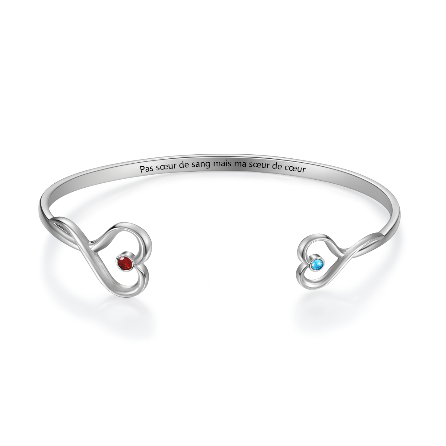 Bracelet personnalisé en acier inoxydable avec pierres de naissance – Cadeau mère-fille | Jessemade