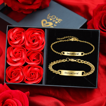  Bracelets Gourmette Textes Personnalisés bracelet en commun Coffret Cadeau pour Couple | Jessemade