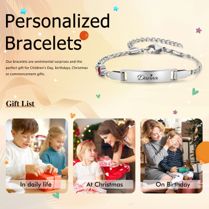 Bracelet/cheville Gourmette bébé enfant 1 Prénom Personnalisés Bracelet Pierre De Naissance｜Jessemade