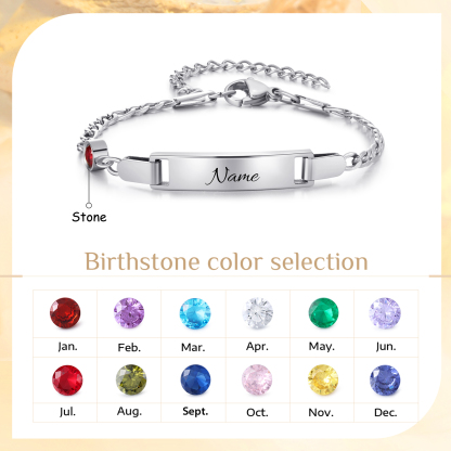 Bracelet/cheville Gourmette bébé enfant 1 Prénom Personnalisés Bracelet Pierre De Naissance｜Jessemade