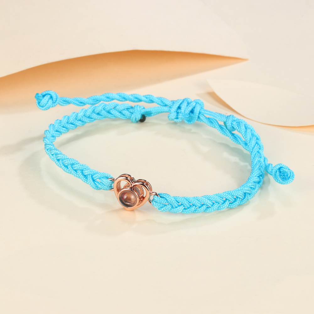 Bracelet Projection de Pierres 1 Photo Personnalisée Blanc rose bleu et noir Bracelet Projection | Jessemade