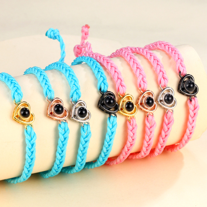 Bracelet Projection de Pierres 1 Photo Personnalisée Blanc rose bleu et noir Bracelet Projection | Jessemade