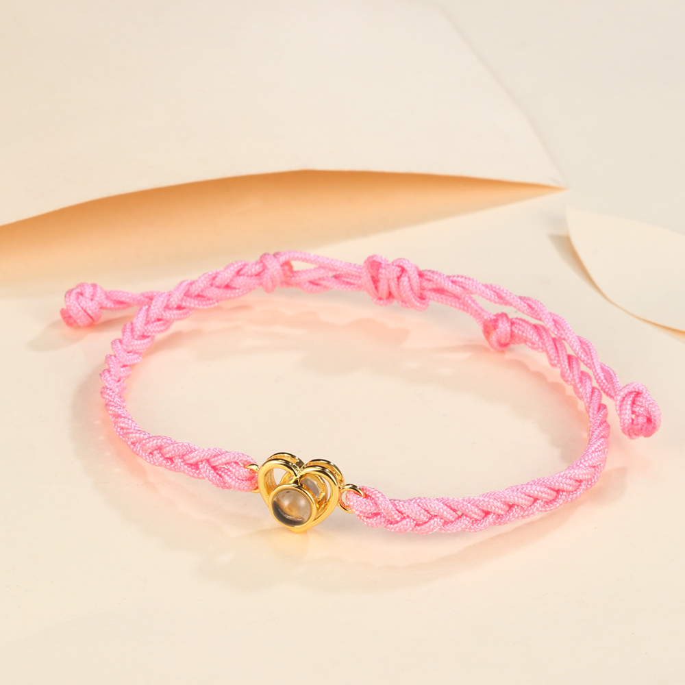 Bracelet Projection de Pierres 1 Photo Personnalisée Blanc rose bleu et noir Bracelet Projection | Jessemade