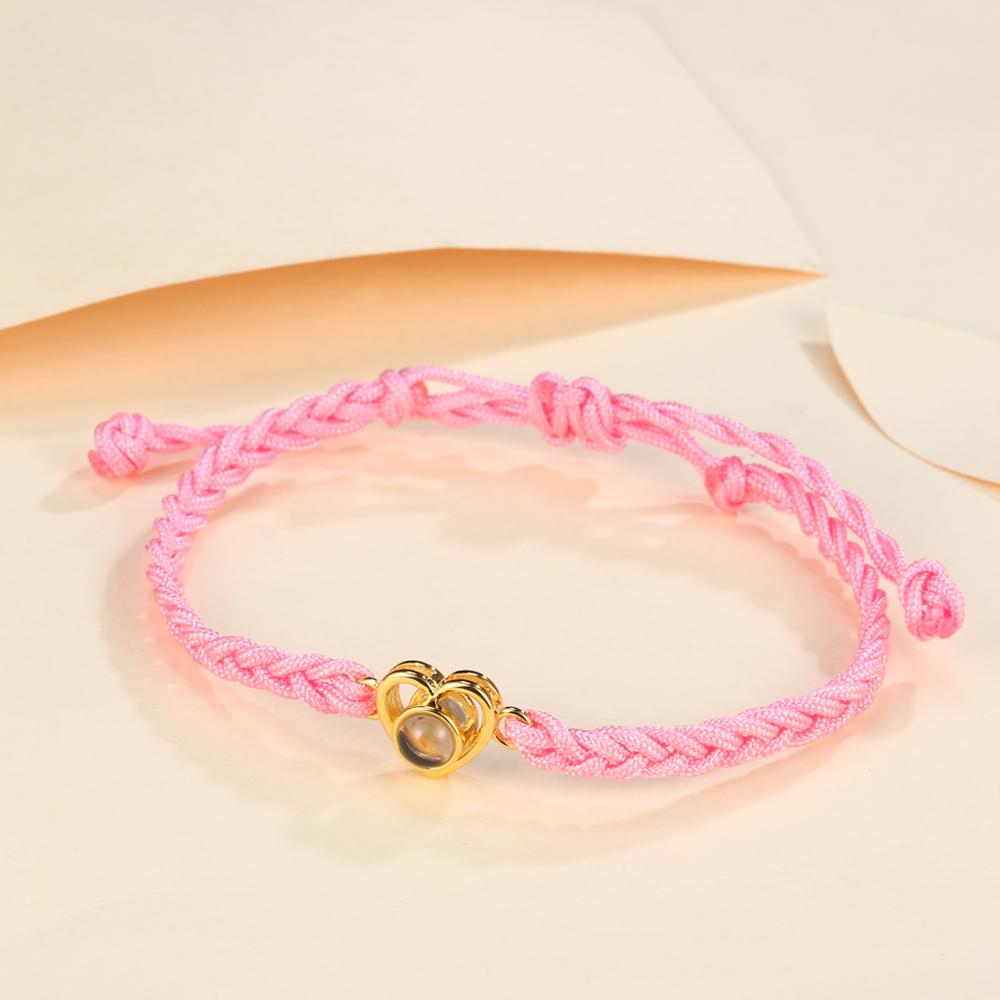 Bracelet Projection de Pierres 1 Photo Personnalisée Blanc rose bleu et noir Bracelet Projection | Jessemade