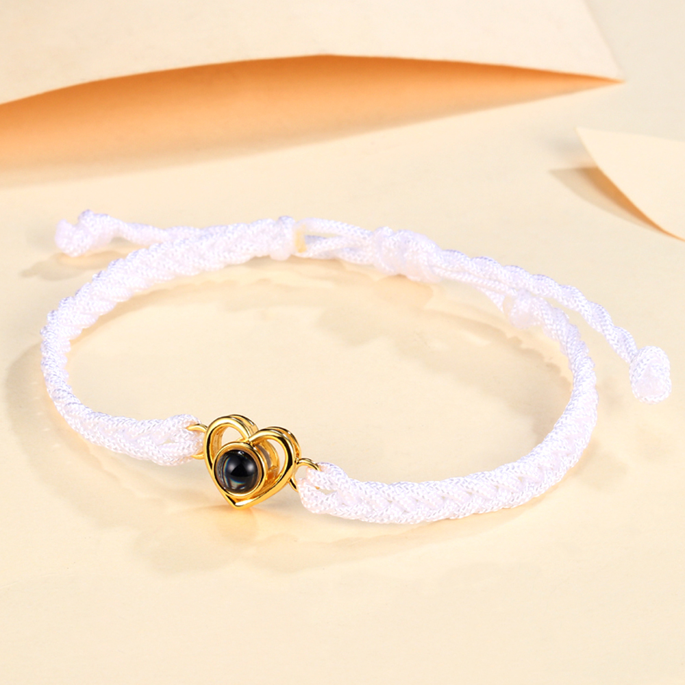 Bracelet Projection de Pierres 1 Photo Personnalisée Blanc Bracelet Projection | Jessemade