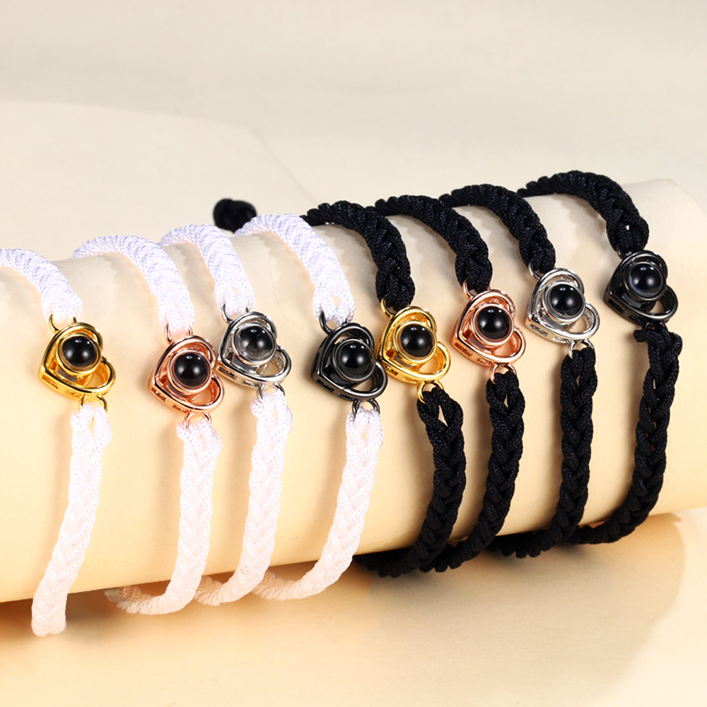 Bracelet Projection de Pierres 1 Photo Personnalisée Blanc rose bleu et noir Bracelet Projection | Jessemade