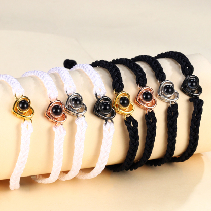 Bracelet Projection de Pierres 1 Photo Personnalisée Blanc rose bleu et noir Bracelet Projection | Jessemade