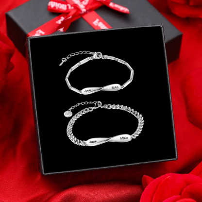 Bracelet Couple 2PCS avec 2 Prénoms Personnalisés bracelet en commun