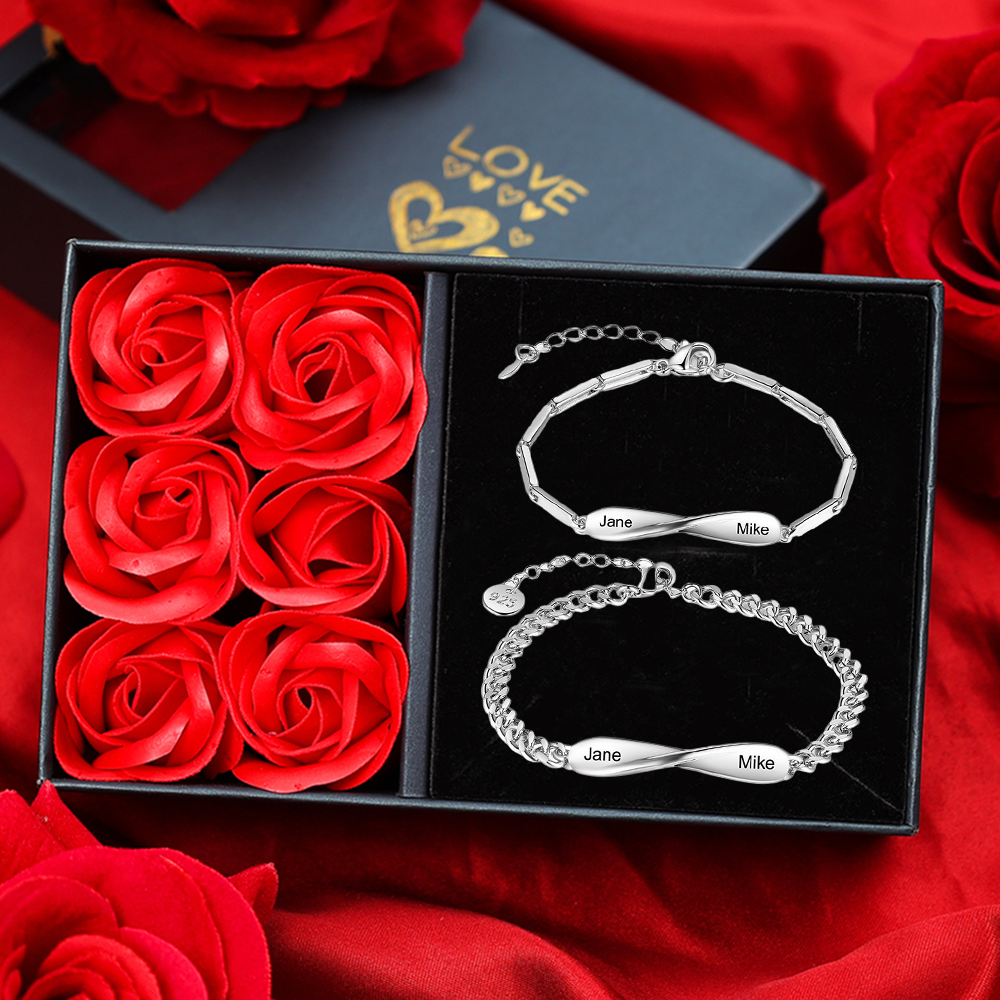Bracelets couple infini personnalisés 2 prénoms (Homme/Femme) | Jessemade