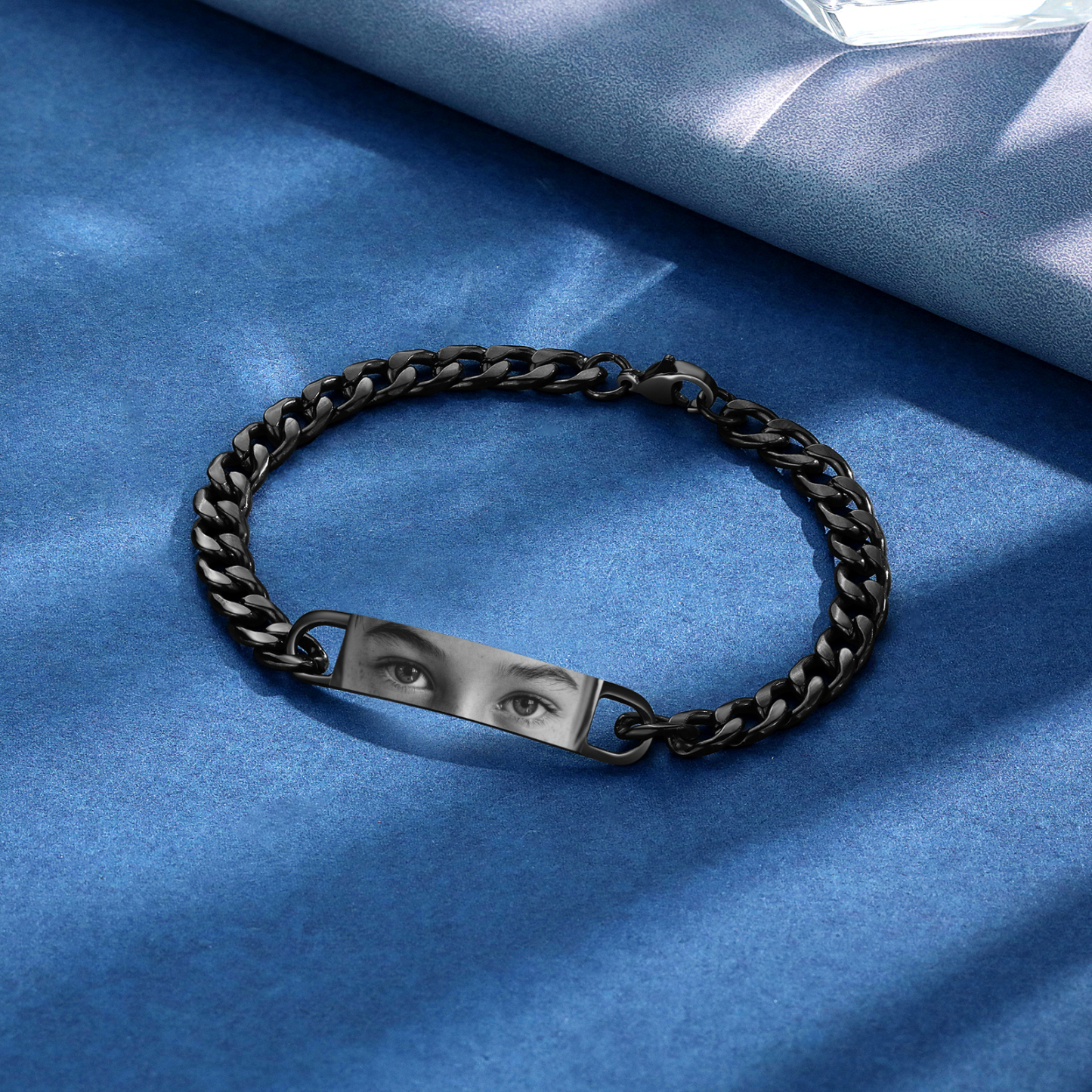 Coffret Cadeau 3PCS Bracelet Porte-clé et carte de Couple 1 Prénom Personnalisé avec Photo Coffret Cadeau pour Homme | Jessemade
