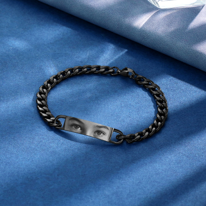 Coffret Cadeau 3PCS Bracelet Porte-clé et carte de Couple 1 Prénom Personnalisé avec Photo Coffret Cadeau pour Homme | Jessemade