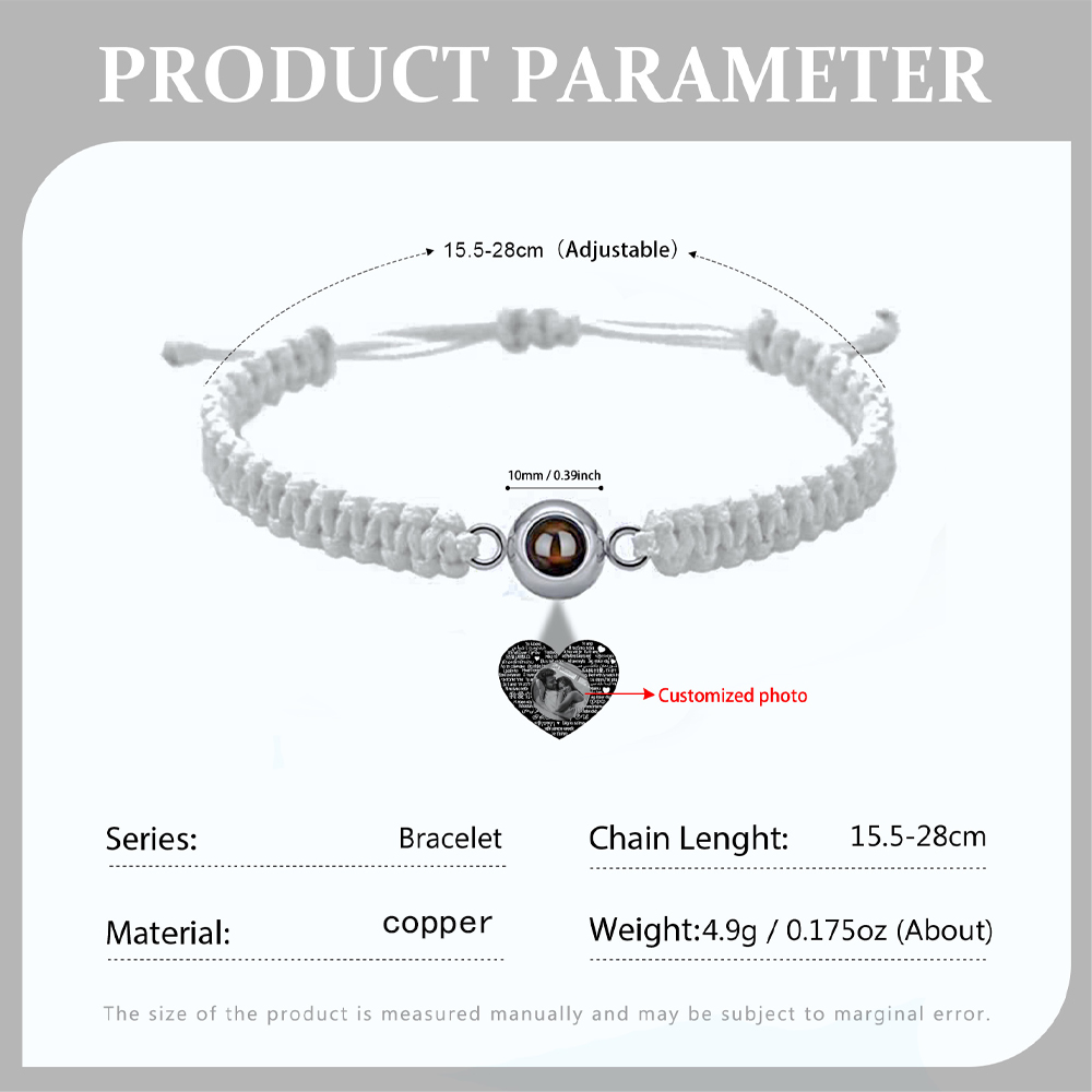 Bracelet Personnalisé d'œil de Tigre Bracelet Photo Projection Bracelet Projection Blanc｜Jessemade