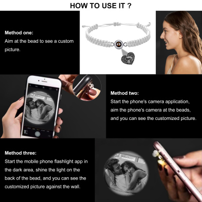 Bracelet Personnalisé d'œil de Tigre Bracelet Photo Projection Bracelet Projection Blanc｜Jessemade