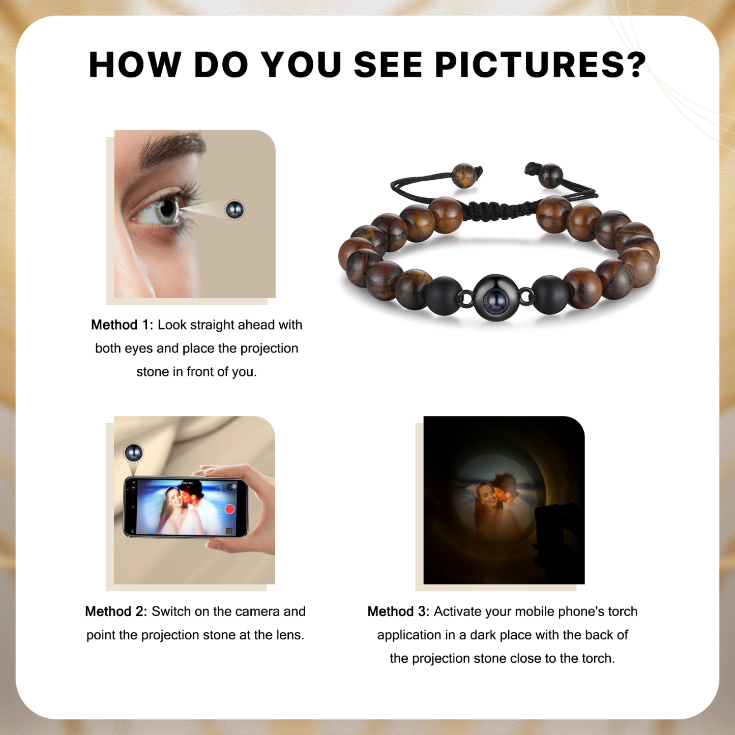 À Mon Homme-Bracelet Photo Projection de Pierres 1 Photo Personnalisée avec Coffret Cadeau|Jessemade