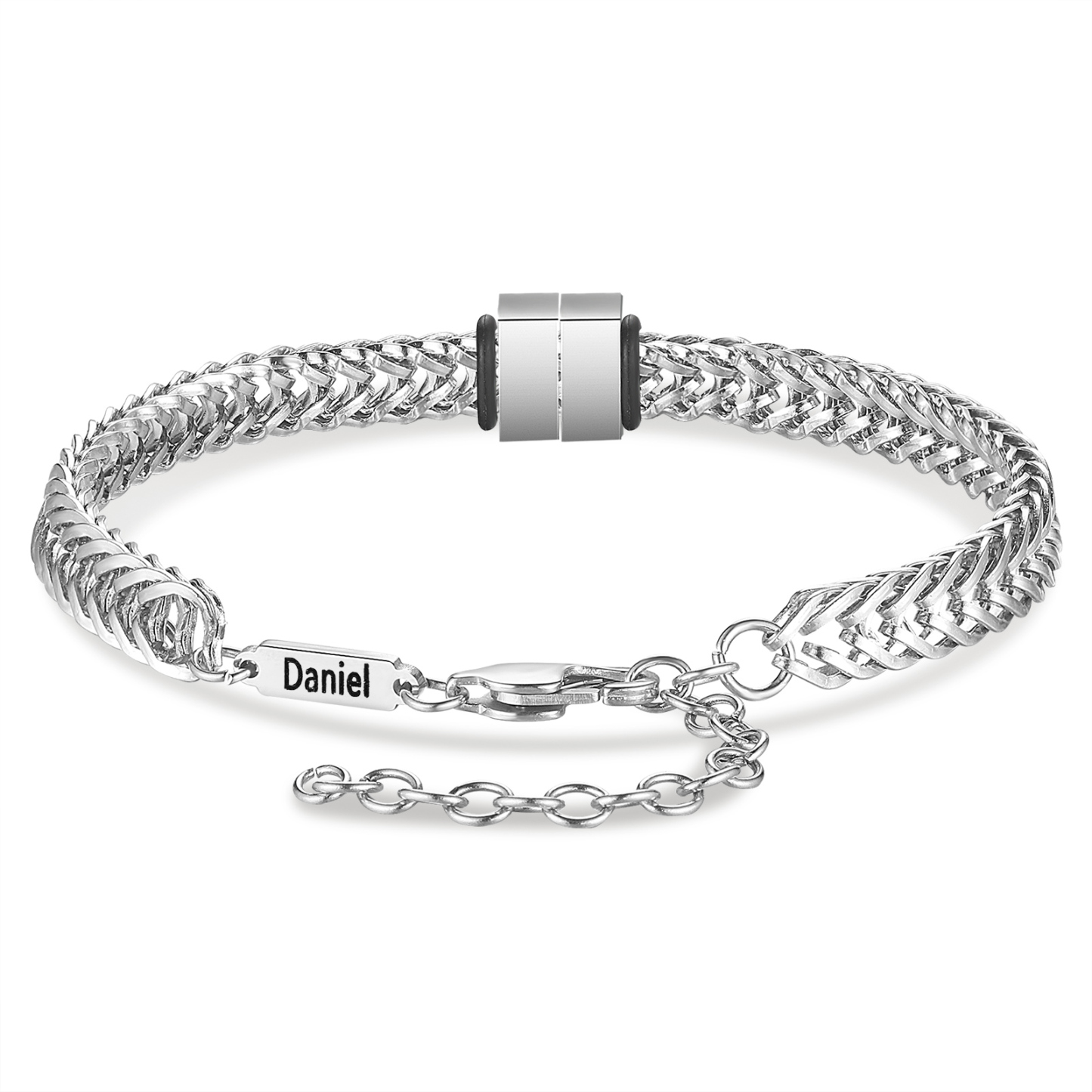 Bracelet Homme en acier inoxydable Personnalisée avec 3 Prénoms Bracelet Personnalisable Argent, Or et Noir | Jessemade