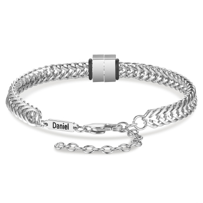Bracelet Homme en acier inoxydable Personnalisée avec 3 Prénoms Bracelet Personnalisable Argent, Or et Noir | Jessemade