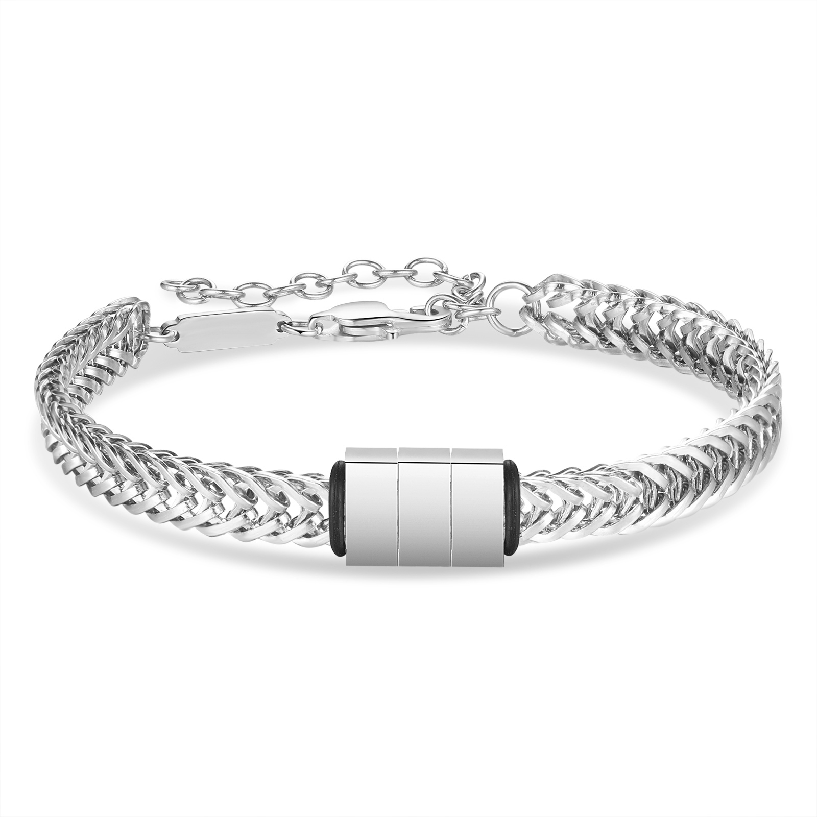 Bracelet Homme en acier inoxydable Personnalisée avec 4 Prénoms Bracelet Personnalisable Argent, Or et Noir | Jessemade