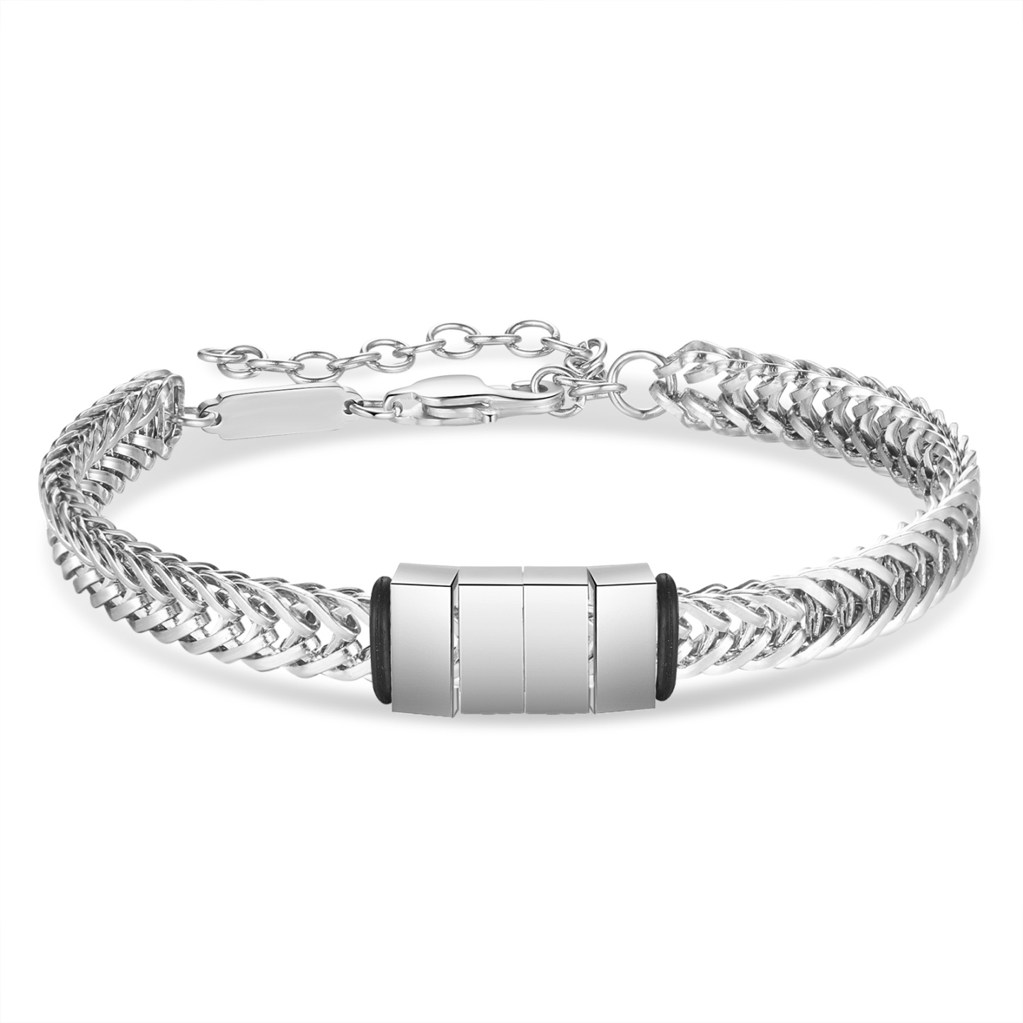 Bracelet Homme en acier inoxydable Personnalisée avec 5 Prénoms Bracelet Personnalisable Argent, Or et Noir | Jessemade