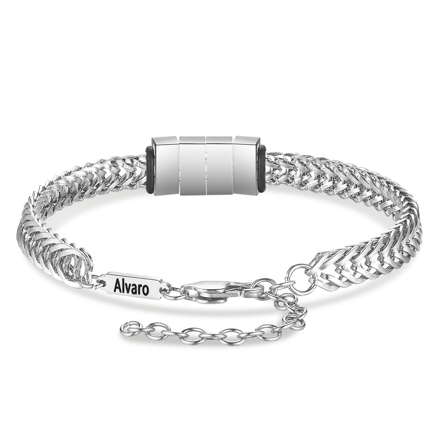 Bracelet Homme en acier inoxydable Personnalisée avec 5 Prénoms Bracelet Personnalisable Argent, Or et Noir | Jessemade