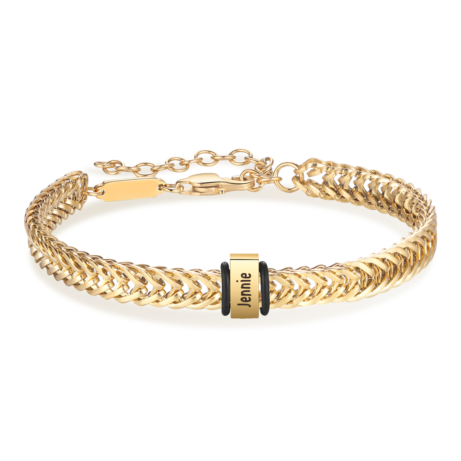 Bracelet homme personnalisé en acier – 2 prénoms gravés, idée cadeau originale pour homme | Jessemade