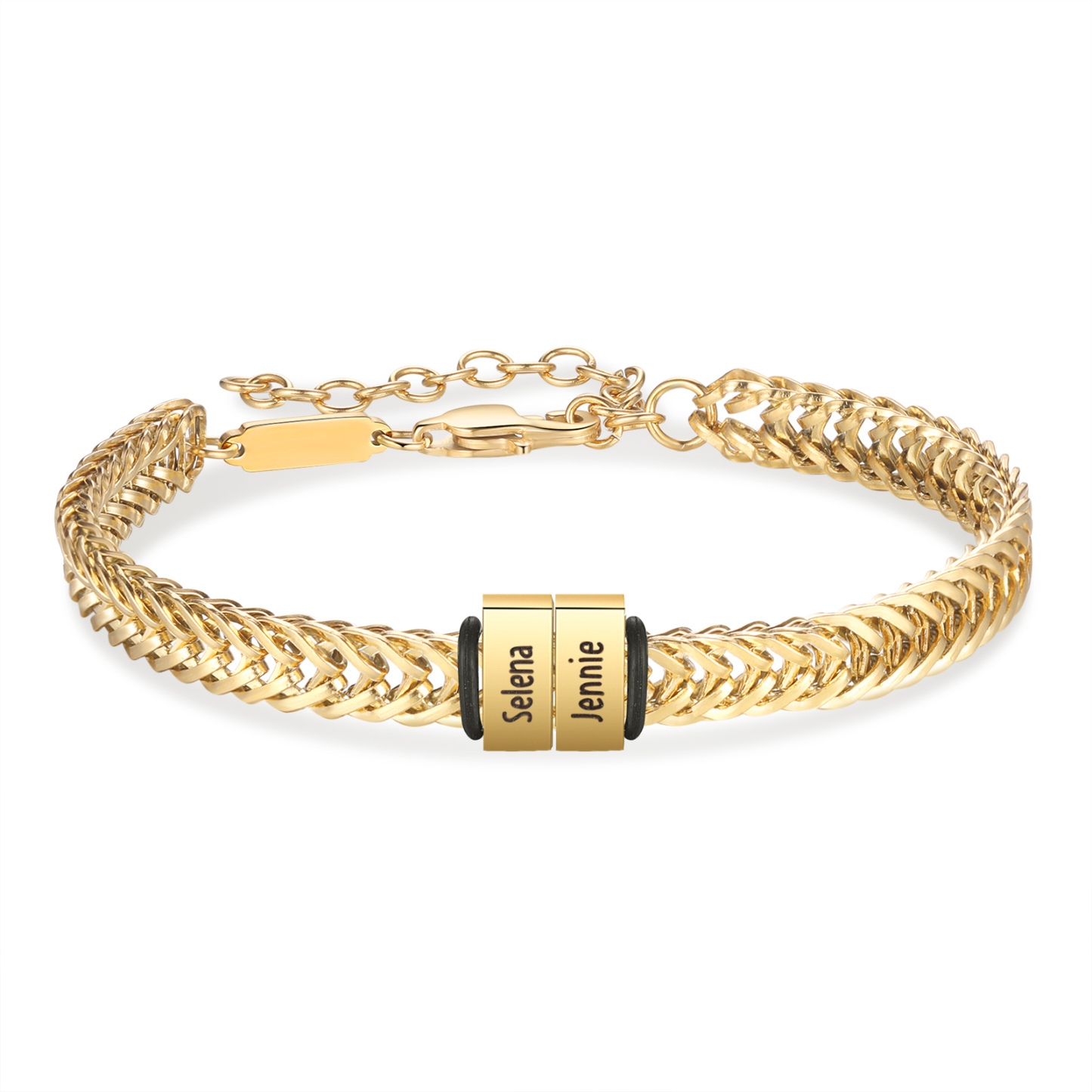 Bracelet Homme en acier inoxydable Personnalisée avec 3 Prénoms Bracelet Personnalisable Argent, Or et Noir | Jessemade