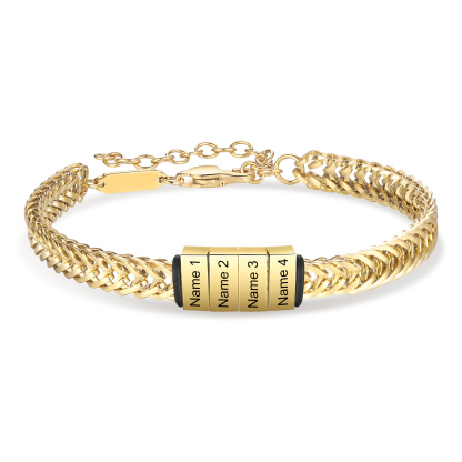 Bracelet Homme en acier inoxydable Personnalisée avec 5 Prénoms Bracelet Personnalisable Argent, Or et Noir | Jessemade