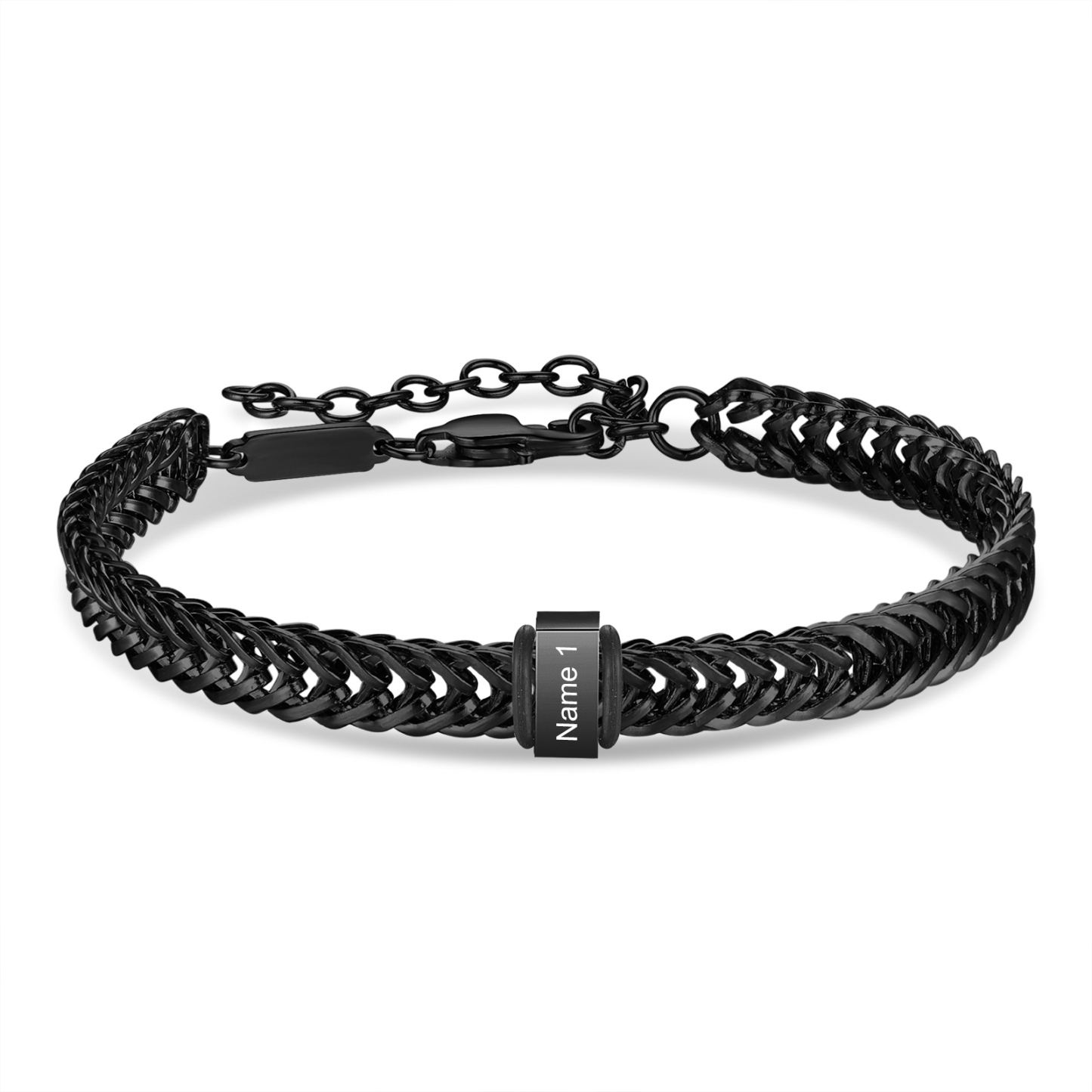 Bracelet Homme en acier inoxydable Personnalisée avec 2 Prénoms Bracelet Personnalisable Argent, Or et Noir | Jessemade