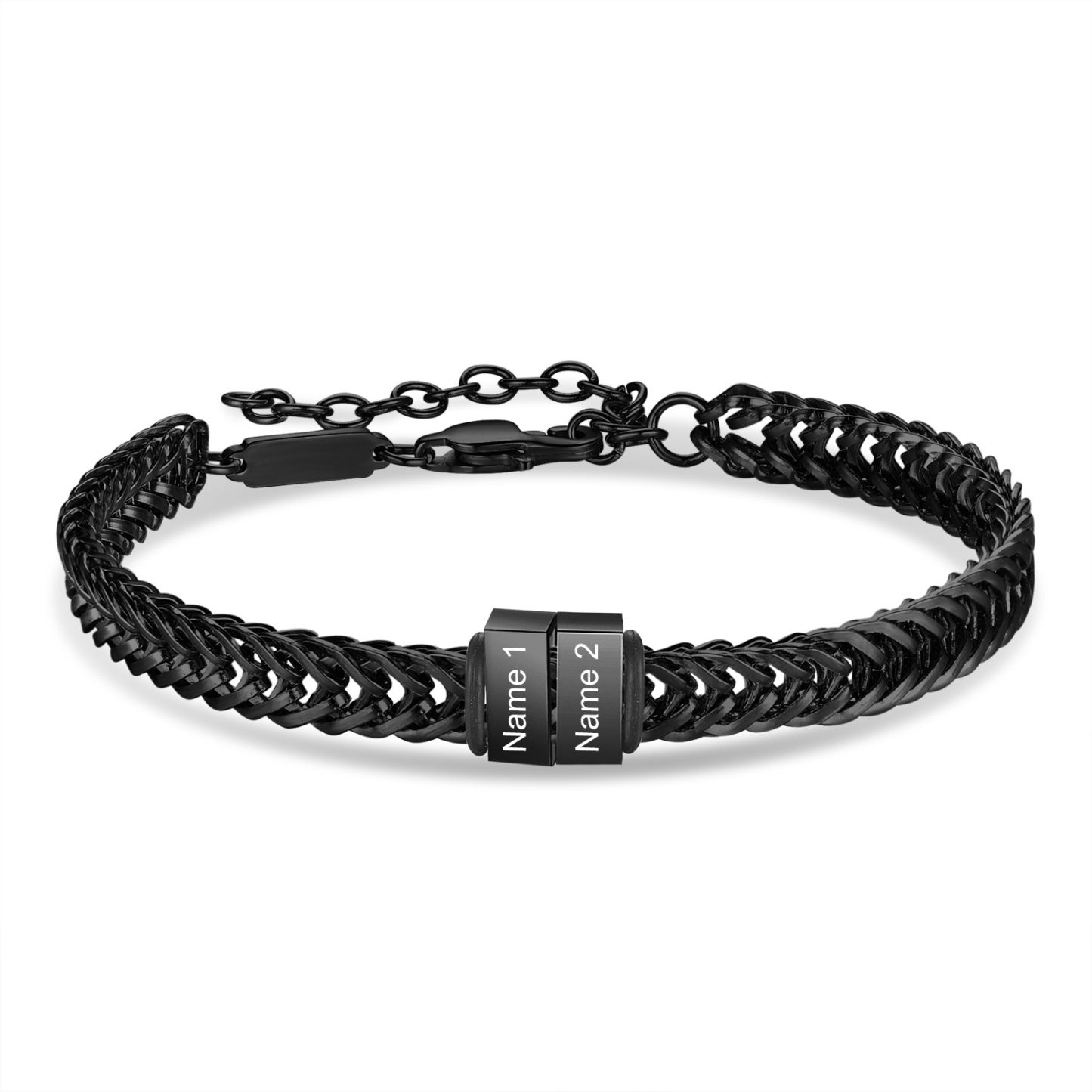 Bracelet Homme en acier inoxydable Personnalisée avec 3 Prénoms Bracelet Personnalisable Argent, Or et Noir | Jessemade