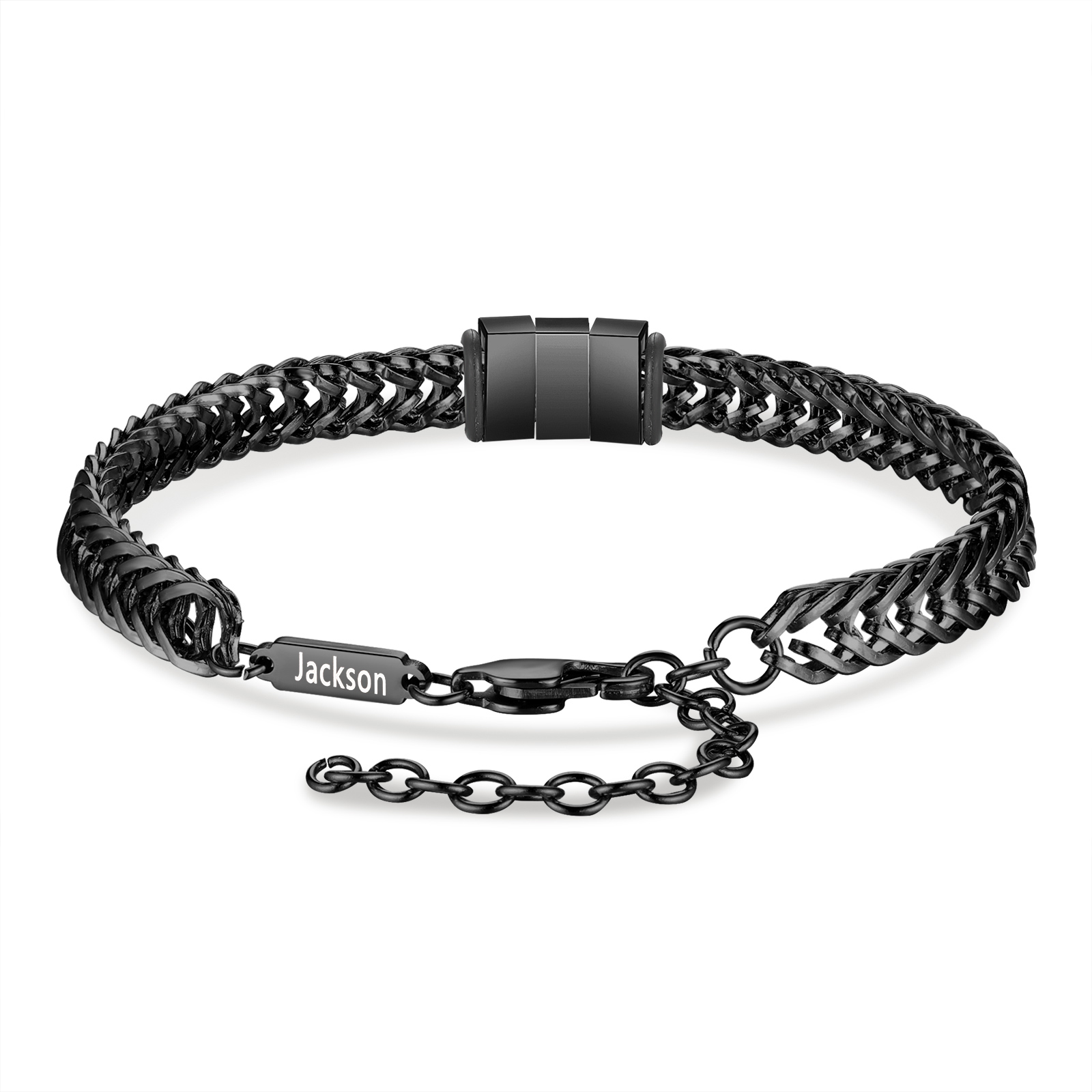 Bracelet Homme en acier inoxydable Personnalisée avec 2-6 Prénoms Bracelet Personnalisable Argent, Or et Noir | Jessemade