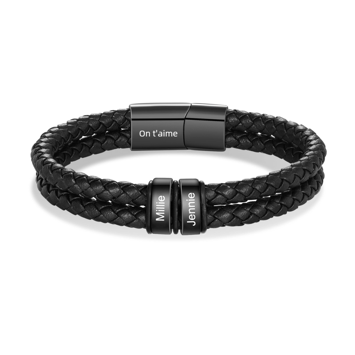 Bracelet Homme personnalisé avec 2-6 Prénoms et 1 Texte gravé | Jessemade
