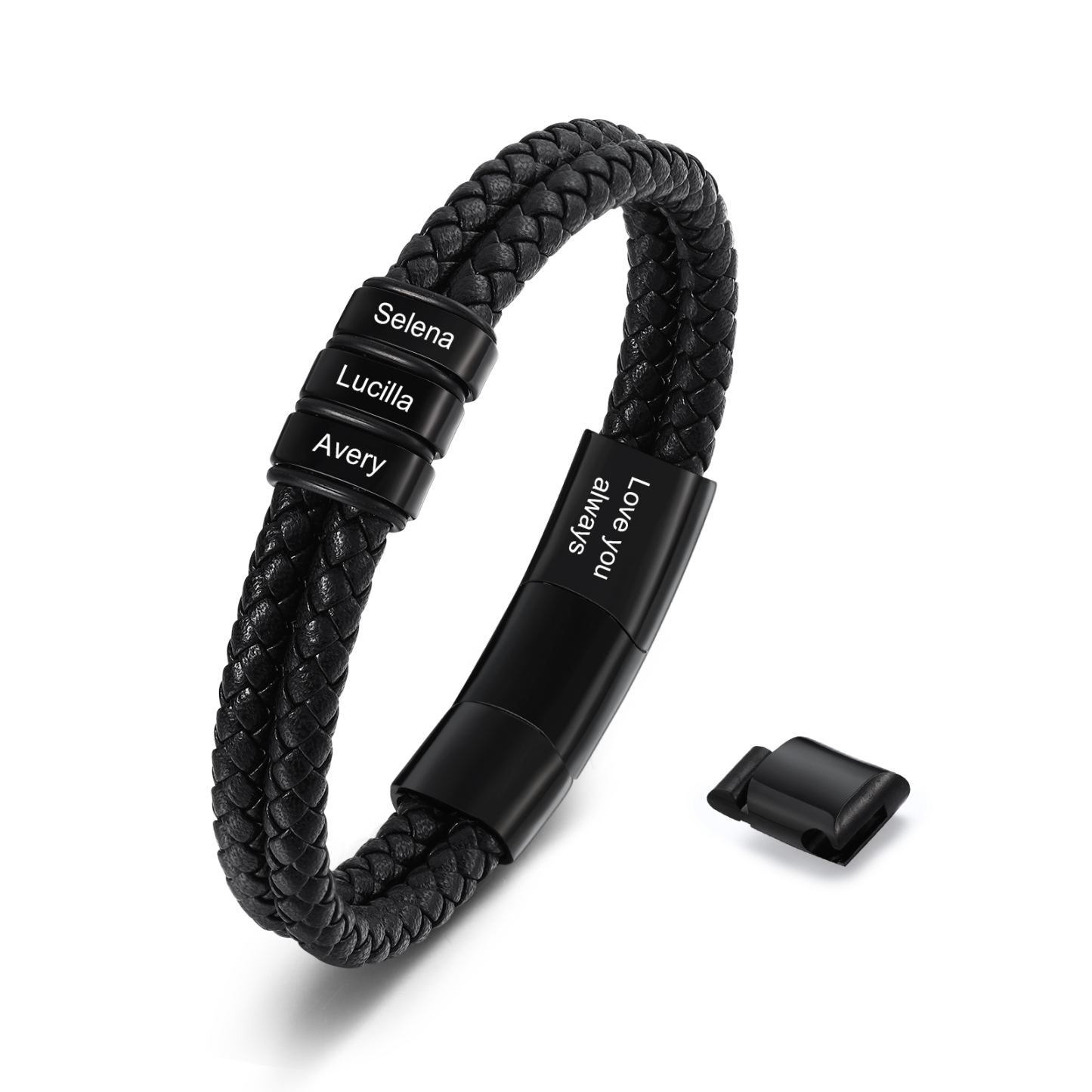 Bracelet Homme personnalisé avec 2-6 Prénoms et 1 Texte gravé | Jessemade