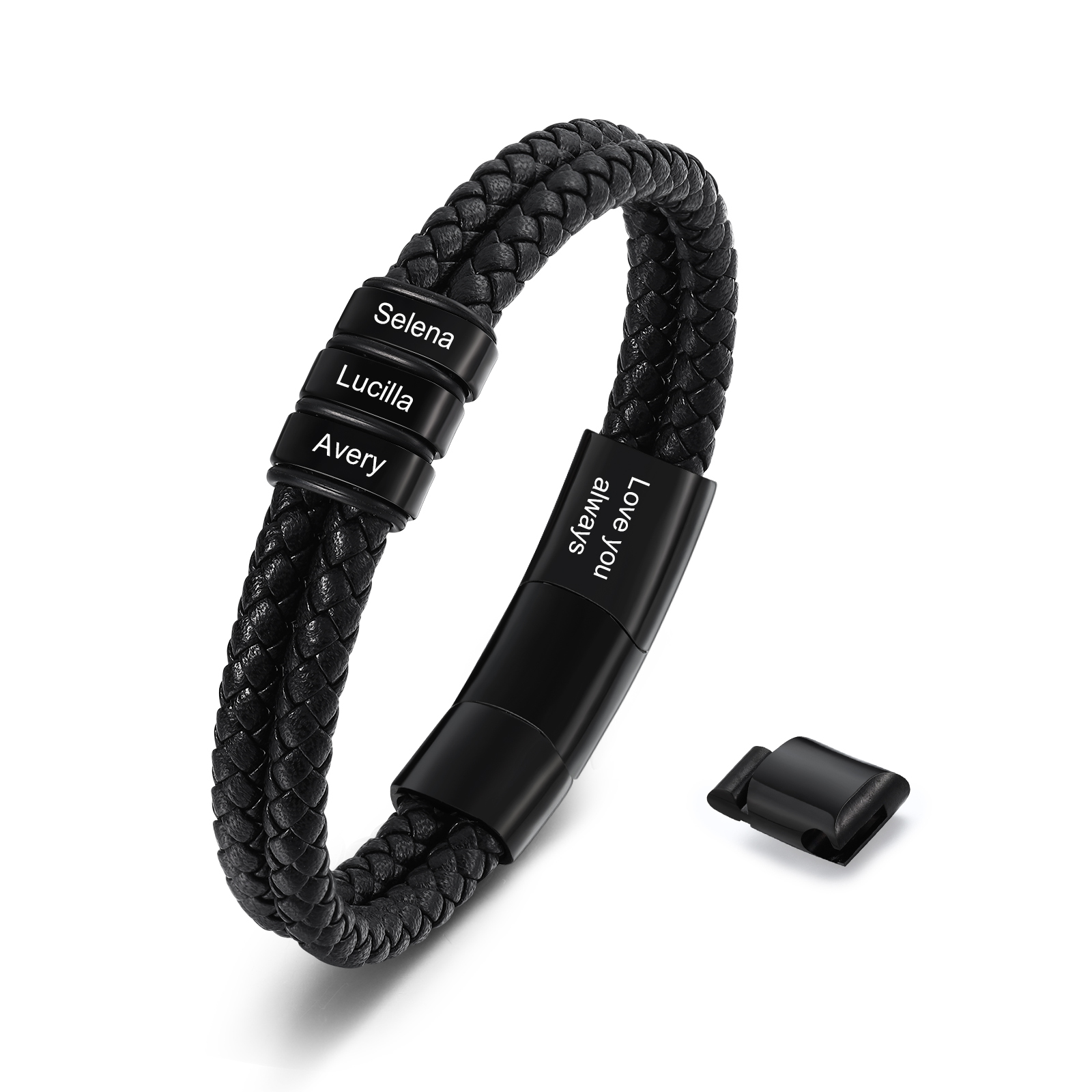 Bracelet Homme personnalisé avec 2-6 Prénoms et 1 Texte gravé | Jessemade