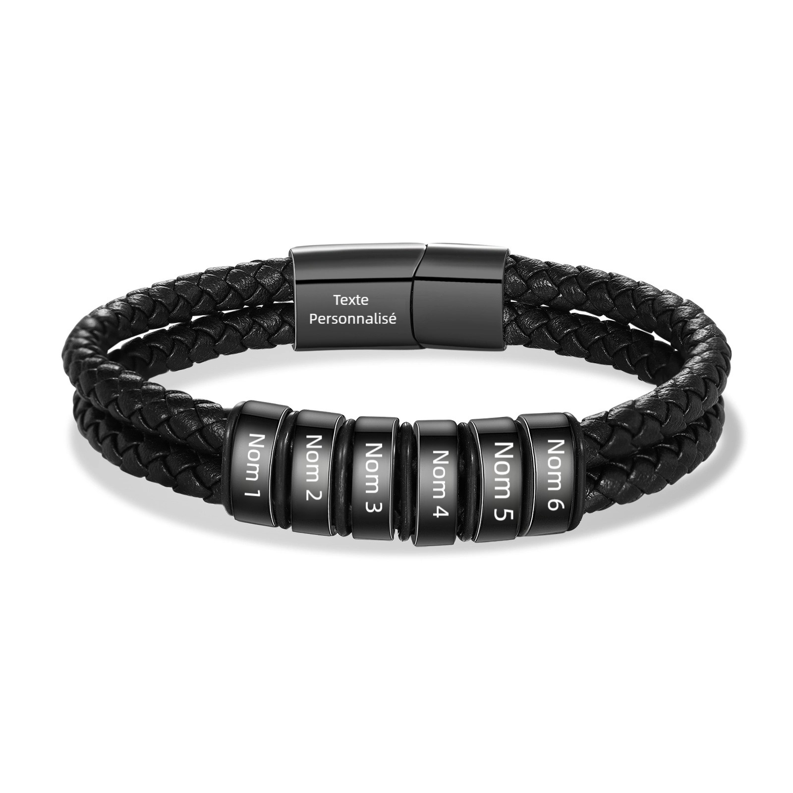 Bracelet Homme personnalisé avec 2-6 Prénoms et 1 Texte gravé | Jessemade