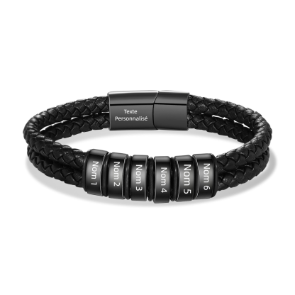 Bracelet Homme personnalisé avec 2-6 Prénoms et 1 Texte gravé | Jessemade