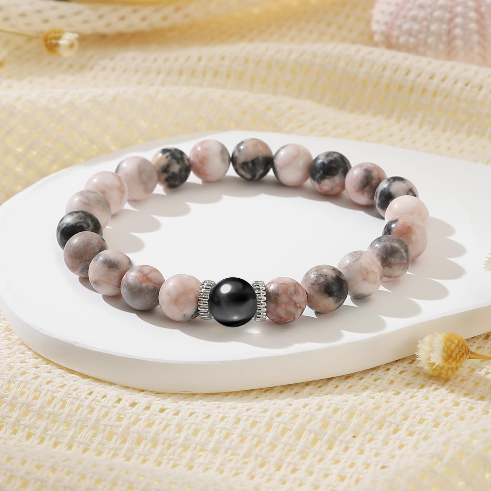 À Ma Fille - Bracelets de Perles de Pierre - Cadeau Rentrée Scolaire avec Carte