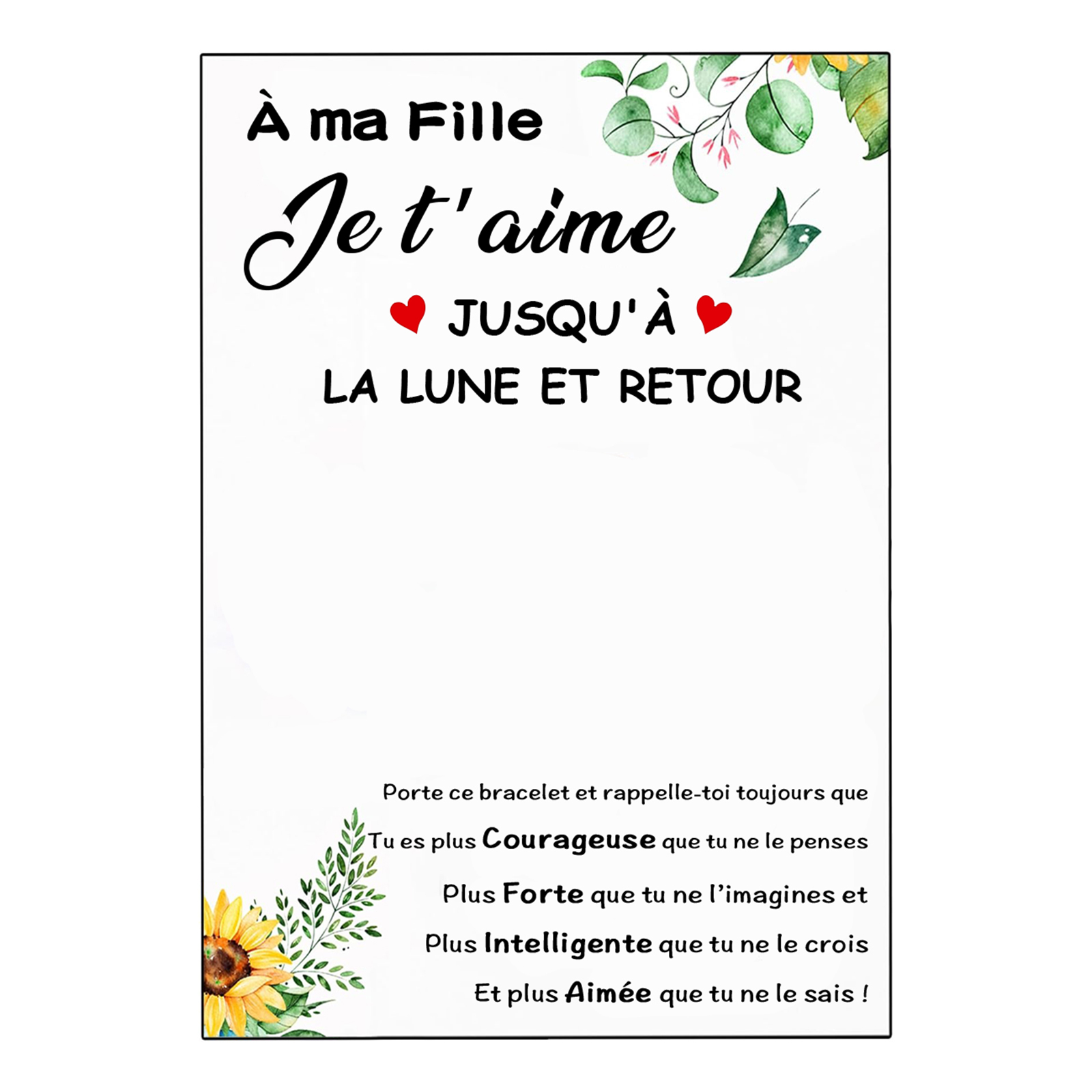 À Ma Fille - Bracelets de Perles de Pierre - Cadeau Rentrée Scolaire avec Carte