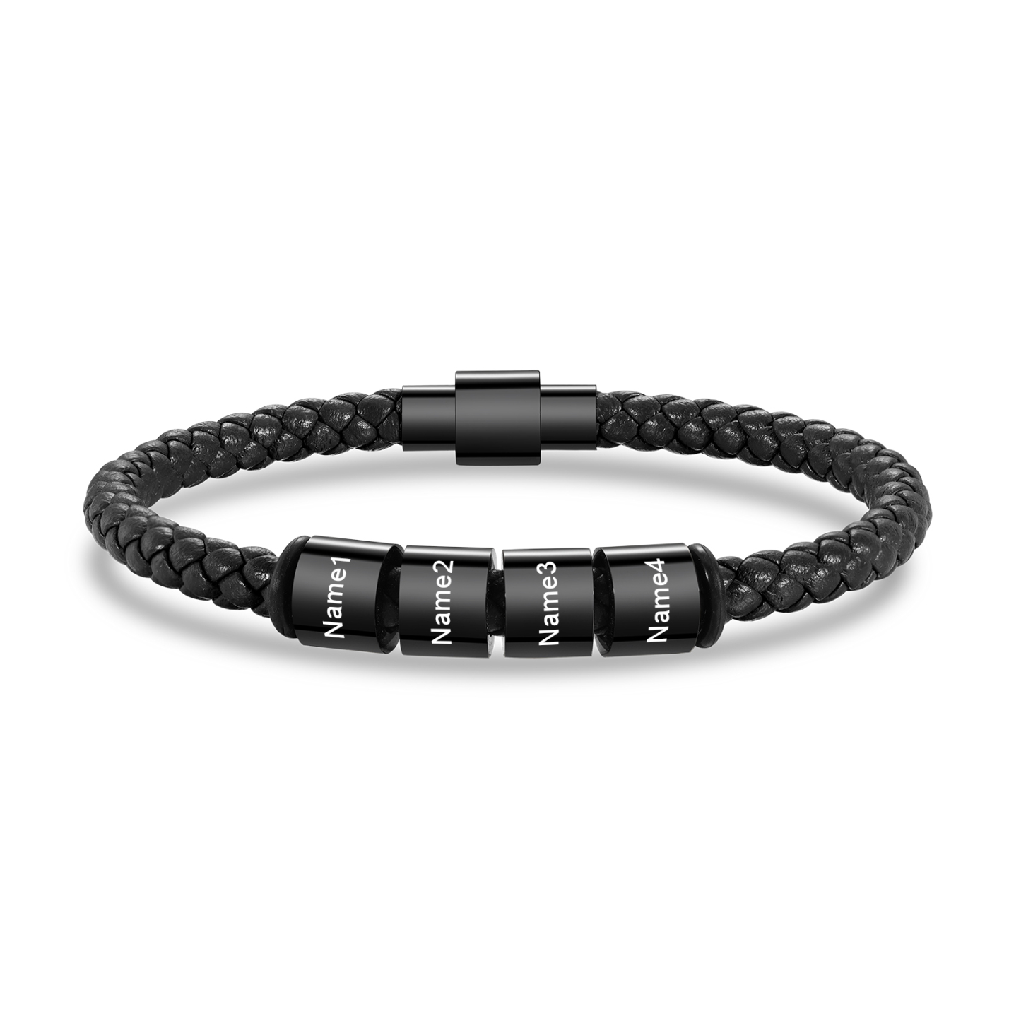 Bracelet en Cuir tressé 4 Prénoms Personnalisés Bracelet Homme