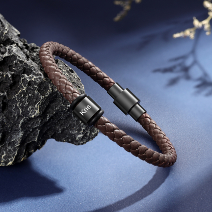  Bracelet en Cuir tressé 1 Prénom Personnalisé Bracelet Homme