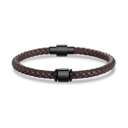 [Copy]À mon homme - Bracelet Cuir tressé 5 Prénoms Personnalisés Bracelet Homme