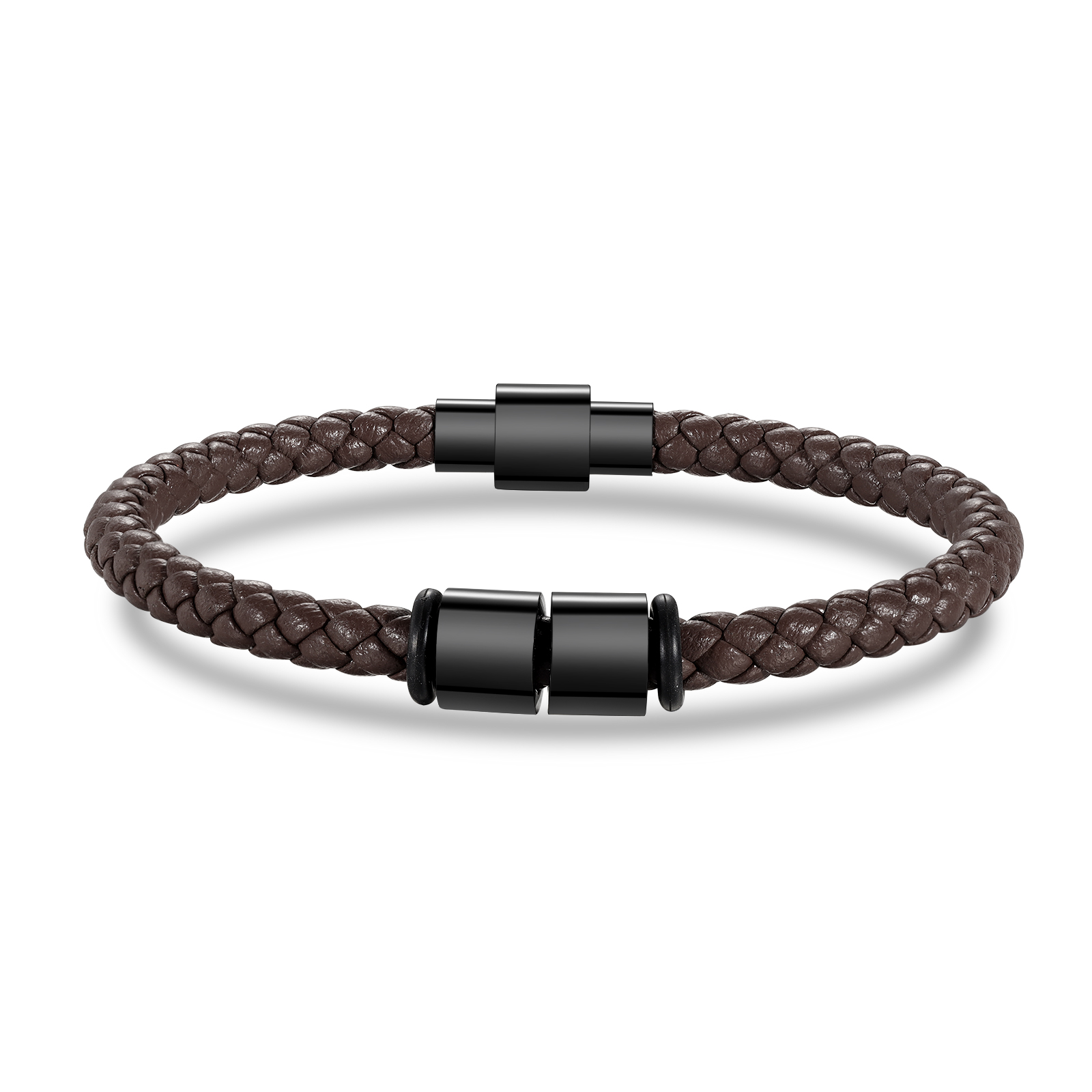 Bracelet en Cuir tressé 2 Prénoms Personnalisés Bracelet Homme