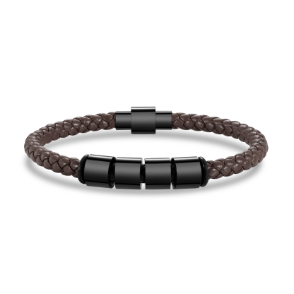 Bracelet en Cuir tressé 4 Prénoms Personnalisés Bracelet Homme